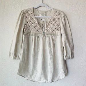 Malvin \\ I Love Linen Crochet Peasant Boho Top